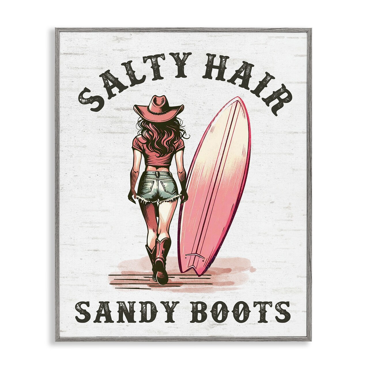 Stupell Industries Salty Hair & Sandy Boots Framed Giclee Wall Art Design by Lettered and Lined